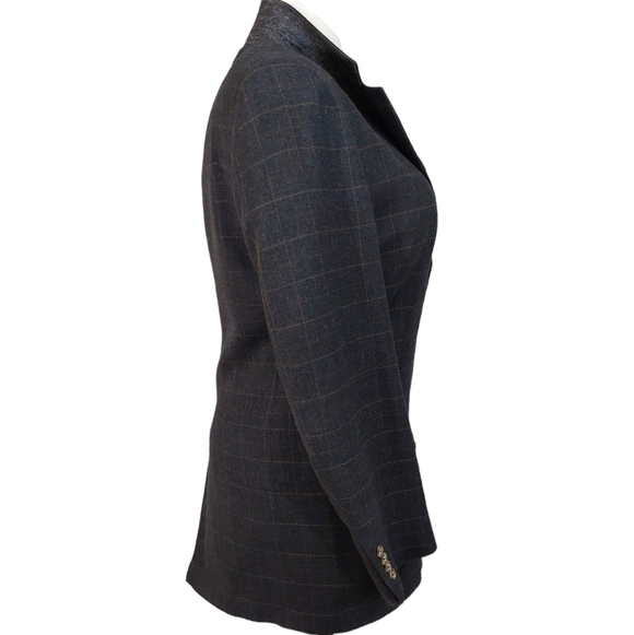 TOMMY HILFIGER mens sport coat DARK GRAY+ RUST Window pane PLAID CLASSIC FIT 40L - Picture 4 of 11